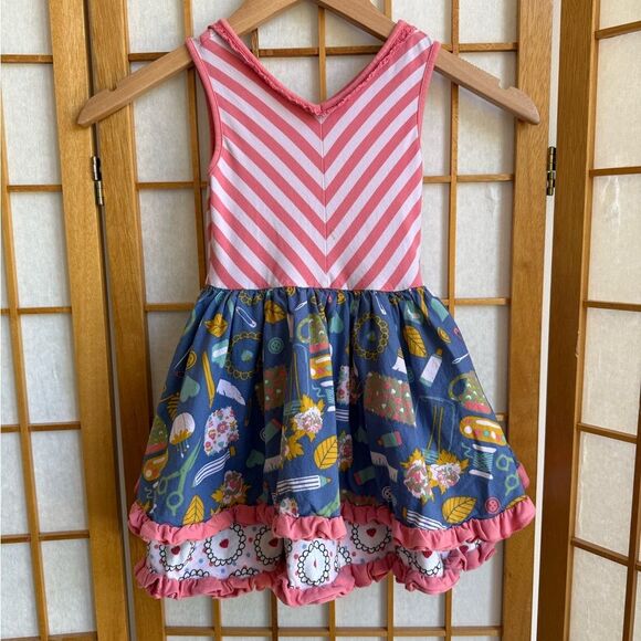 Matilda Jane Girl's Work Of Heart Tiered Ruffle Hem Dress in Multi | Size 4 - Picture 5 of 9